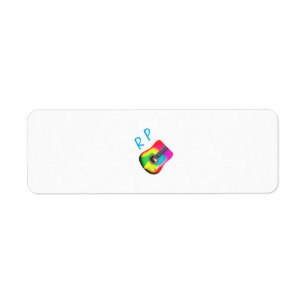 Add you name text brown acoustic guitar colourful return address label