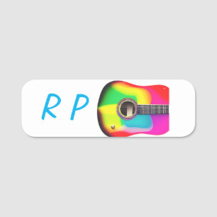 Add you name text brown acoustic guitar colourful tag