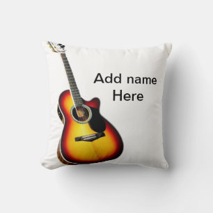 Add you name text brown acoustic guitar editable cushion