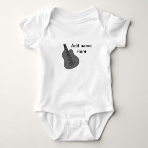 Add you name text brown acoustic guitar editable t baby bodysuit