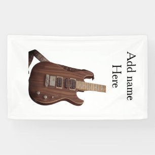 Add you name text brown acoustic guitar editable t banner