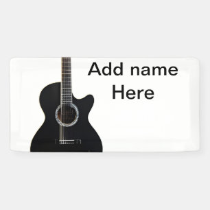 Add you name text brown acoustic guitar editable t banner