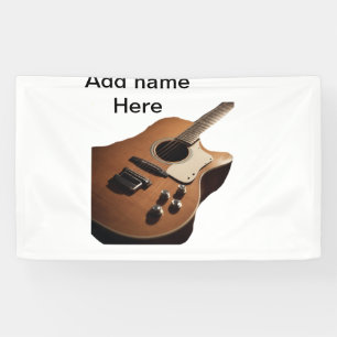 Add you name text brown acoustic guitar editable t banner