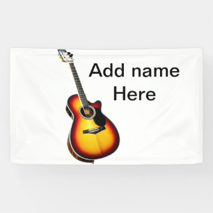Add you name text brown acoustic guitar editable t banner
