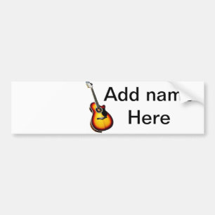 Add you name text brown acoustic guitar editable t bumper sticker