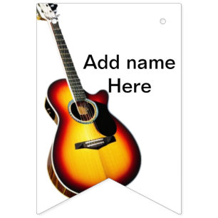 Add you name text brown acoustic guitar editable t bunting