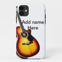 Add you name text brown acoustic guitar editable t