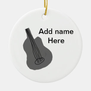 Add you name text brown acoustic guitar editable t ceramic ornament