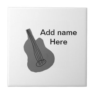 Add you name text brown acoustic guitar editable t ceramic tile