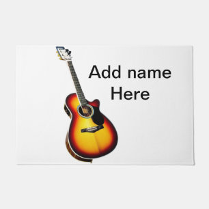 Add you name text brown acoustic guitar editable t doormat