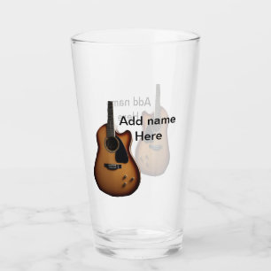Add you name text brown acoustic guitar editable t glass