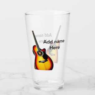 Add you name text brown acoustic guitar editable t glass