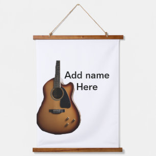 Add you name text brown acoustic guitar editable t hanging tapestry