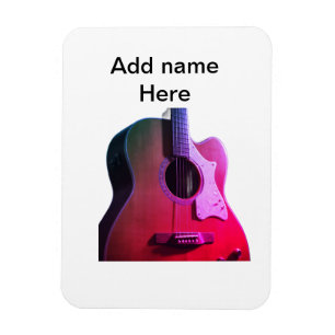 Add you name text brown acoustic guitar editable t magnet