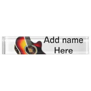 Add you name text brown acoustic guitar editable t nameplate