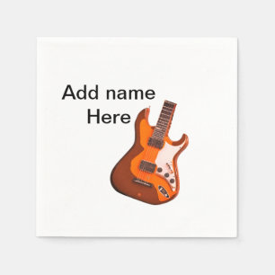 Add you name text brown acoustic guitar editable t napkin