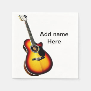 Add you name text brown acoustic guitar editable t napkin
