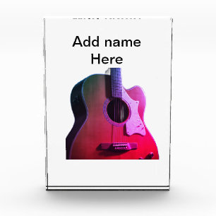 Add you name text brown acoustic guitar editable t photo block