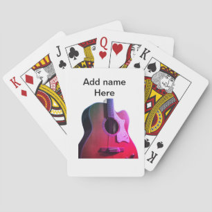 Add you name text brown acoustic guitar editable t playing cards