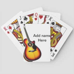 Add you name text brown acoustic guitar editable t playing cards