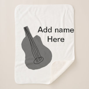 Add you name text brown acoustic guitar editable t sherpa blanket