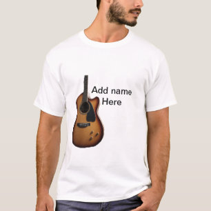 Add you name text brown acoustic guitar editable t T-Shirt