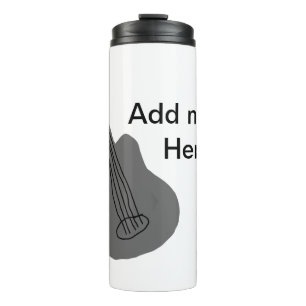Add you name text brown acoustic guitar editable t thermal tumbler