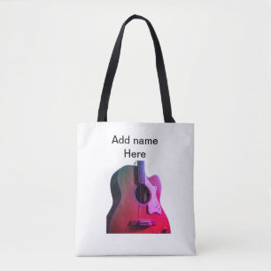 Add you name text brown acoustic guitar editable t tote bag