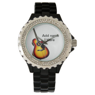 Add you name text brown acoustic guitar editable t watch