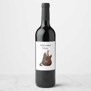 Add you name text brown acoustic guitar editable t wine label