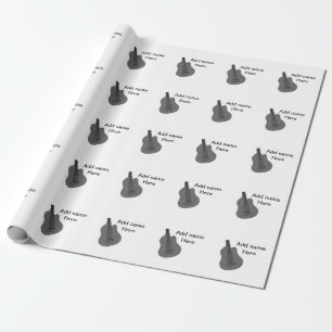 Add you name text brown acoustic guitar editable t wrapping paper