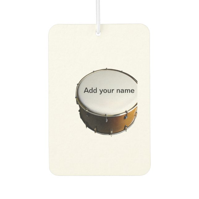 Add you name text brown black drum beats stick car air freshener (Front)