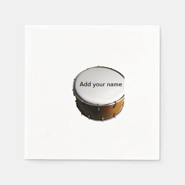 Add you name text brown black drum beats stick napkin (Front)