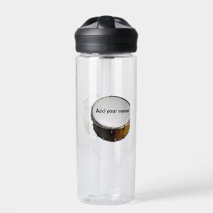 Add you name text brown black drum beats stick water bottle