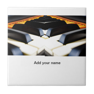 Add you name text brown black piano keys ceramic tile