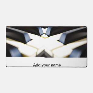 Add you name text brown black piano keys desk mat