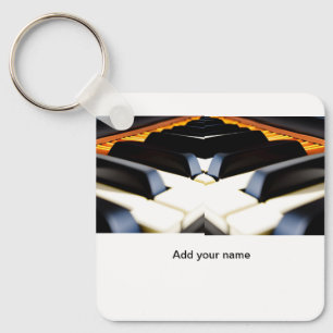 Add you name text brown black piano keys key ring