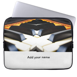 Add you name text brown black piano keys laptop sleeve