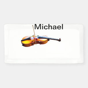 Add you name text brown violin music lover throw p banner