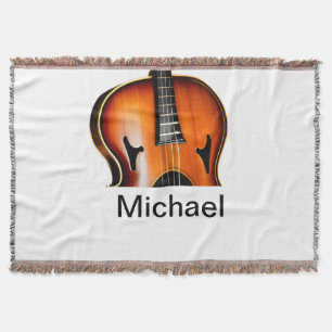 Add you name text brown violin music lover throw p blanket