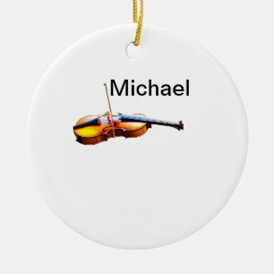 Add you name text brown violin music lover throw p ceramic ornament