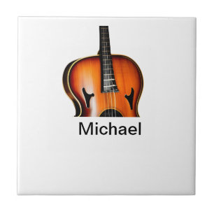 Add you name text brown violin music lover throw p ceramic tile