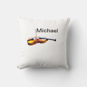 Add you name text brown violin music lover throw p cushion