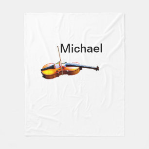 Add you name text brown violin music lover throw p fleece blanket