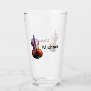 Add you name text brown violin music lover throw p glass