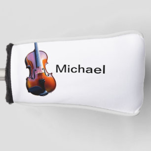 Add you name text brown violin music lover throw p golf head cover