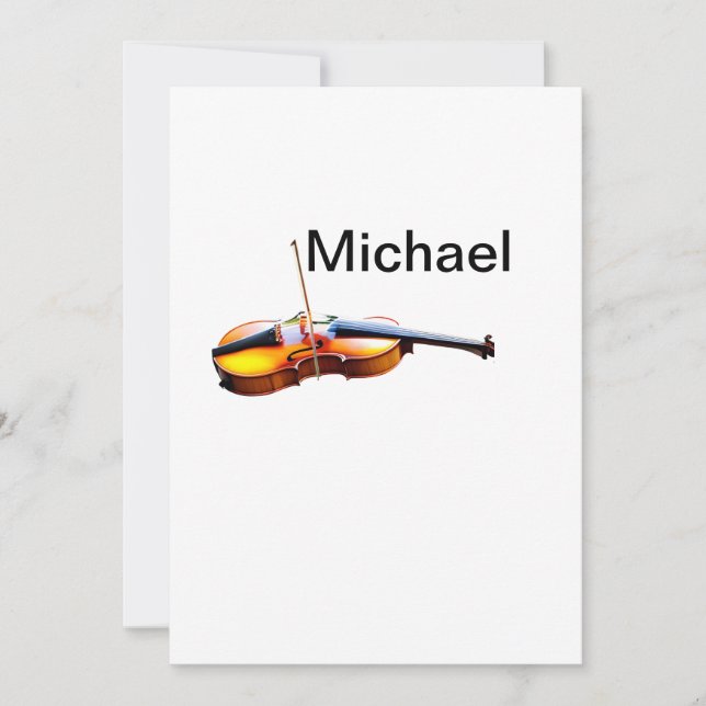 Add you name text brown violin music lover throw p holiday card (Front)