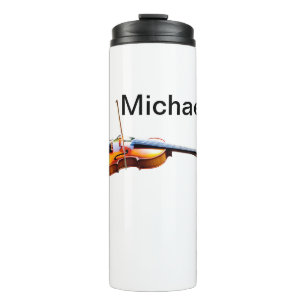 Add you name text brown violin music lover throw p thermal tumbler