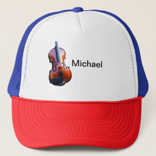 Add you name text brown violin music lover throw p trucker hat