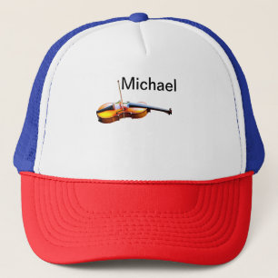 Add you name text brown violin music lover throw p trucker hat